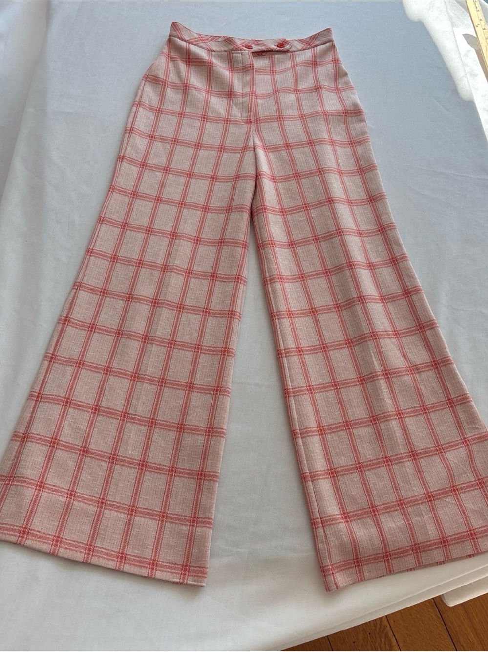 1970 Janzen Women's Pink Plaid Wide-Leg Pants